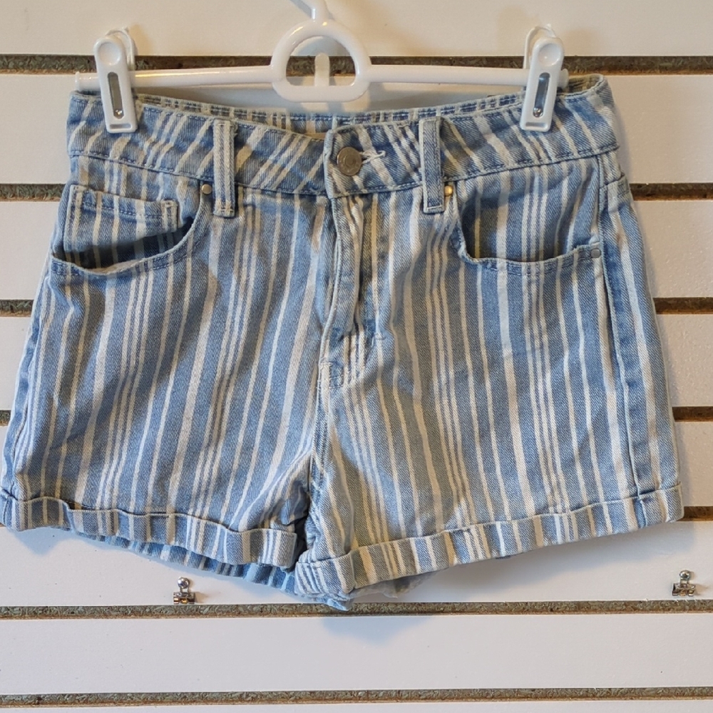 PacSun Blue and White Striped Jean Shorts